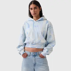 GAP VintageSoft Crop Logo Hoodie Long Sleeve Womenswear Cropped Sweatshirts Tops Style