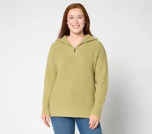 Belle by Kim Gravel Chunky Shaker Half Zip Sweater