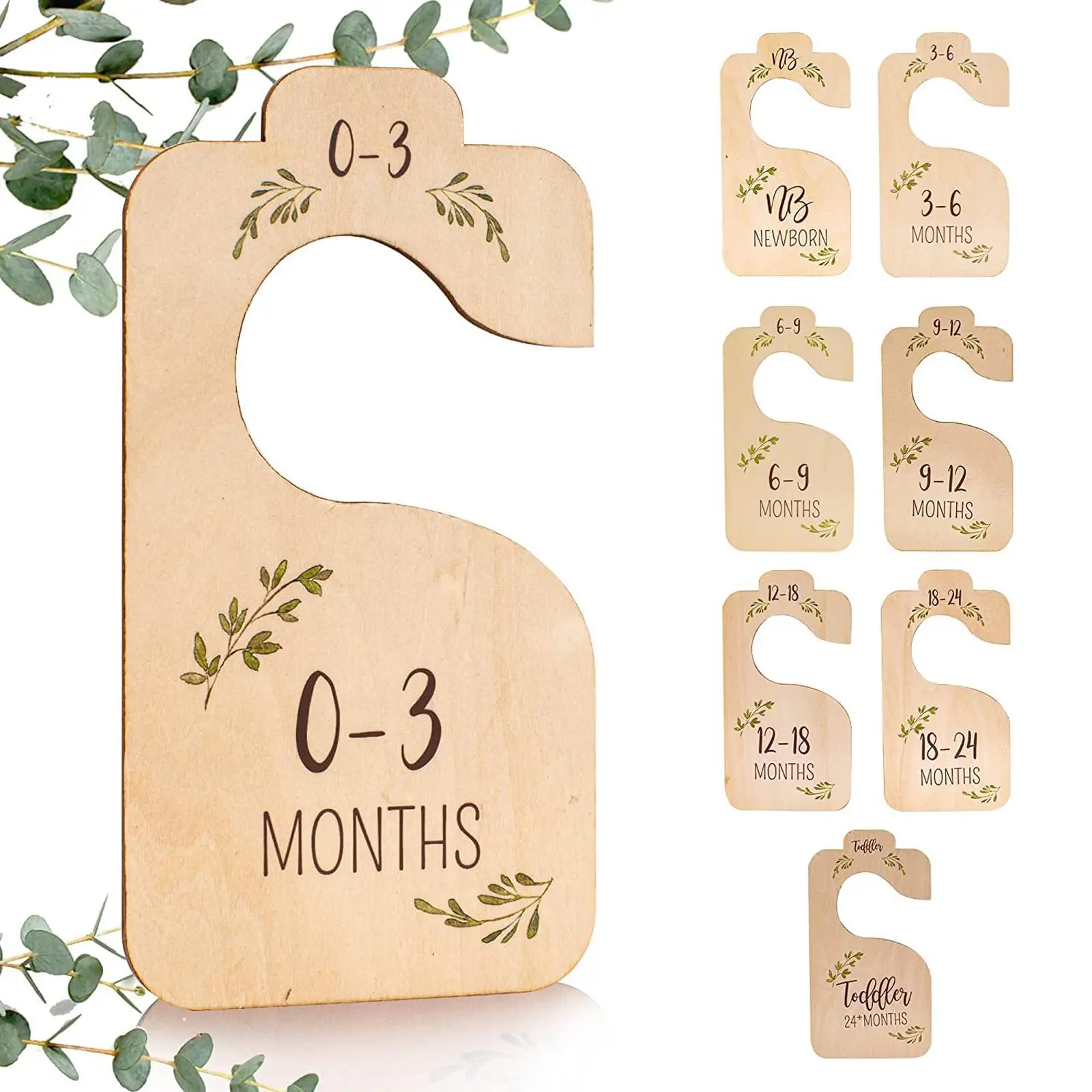 8 Wooden Dual-Sided Baby Closet Dividers for Newborns to 24 Months, Unisex Clothing Storage Box, Suitable for Boys & Girls, Closet Organizer for Babies