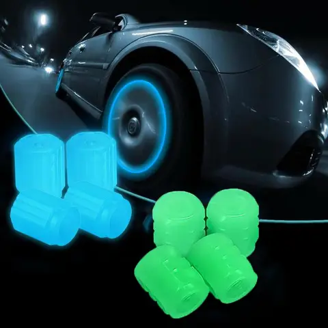 Fluorescent Glow-in-Dark Waterproof Tire Pressure Caps, Universal Bicycle-Car Tire Valve Caps, Glow-Ready Accessories for Automotive & Motorcycle Use