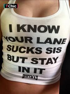 women's letter print tank top, casual sleeveless top for summer, ladies clothes for daily wear, clothing, tanktop, summer tops, graphic tank top