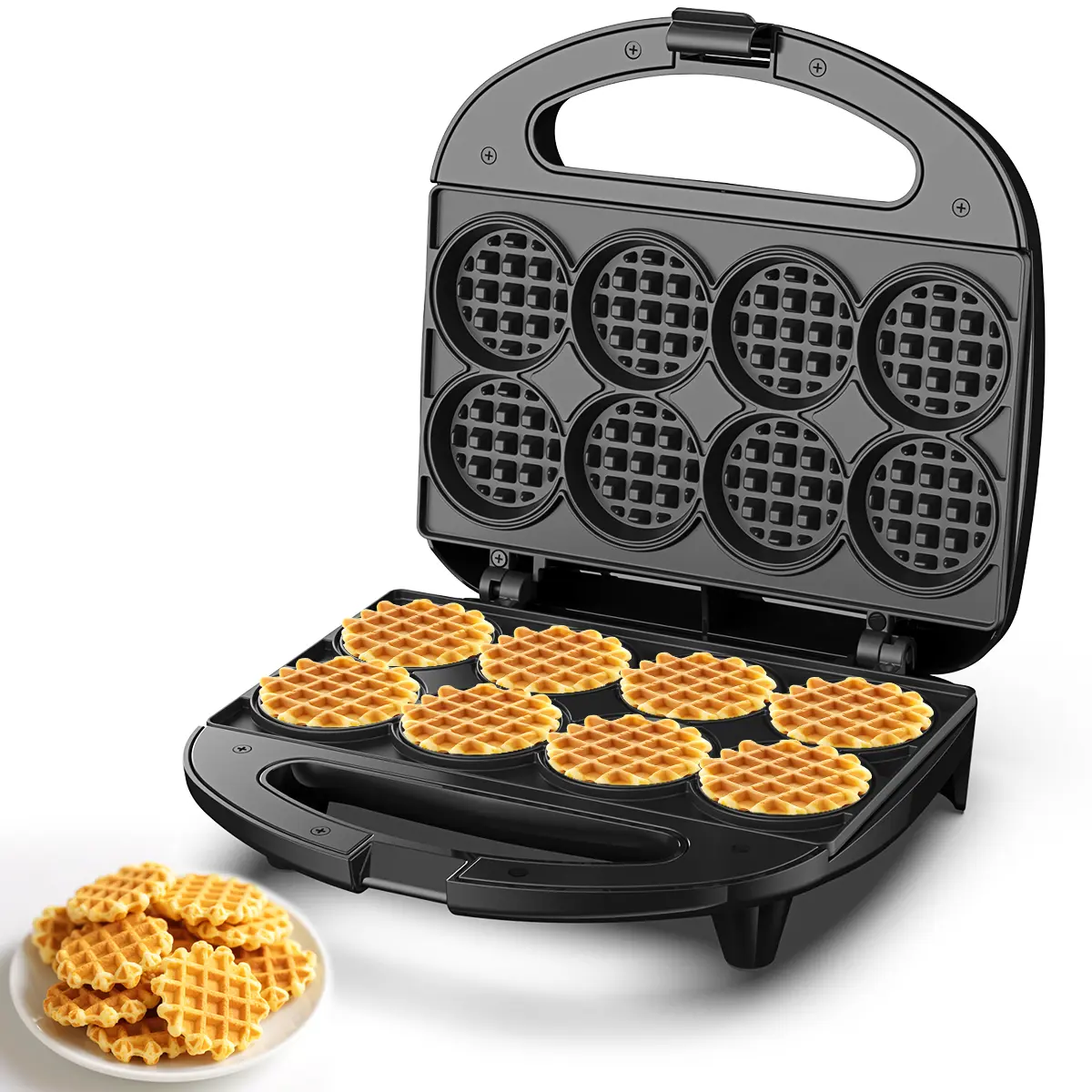8 x 2” Mini Waffle Maker, Nonstick Iron with Quick Heat-Up, for Making 8 Small Waffle Bites, Easy to Use, Perfect for Breakfast, Brunch, Desserts & Snacks