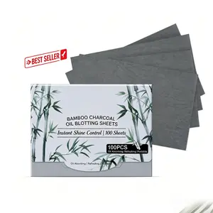 Refreshing Bamboo Charcoal Oil-Absorbing Sheets, Facial Oil Blotting Paper, Oil-Control, Shine-Reducing, Comfortable, Daily Use & Portable