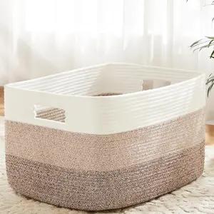 Blanket Basket,Rectangle Woven Baskets for Storage,65L Laundry Basket for Decorative Nursery Blanket,Toys,Dirty Clothes and Magazine in Shelves,Baby Room,and Living Room