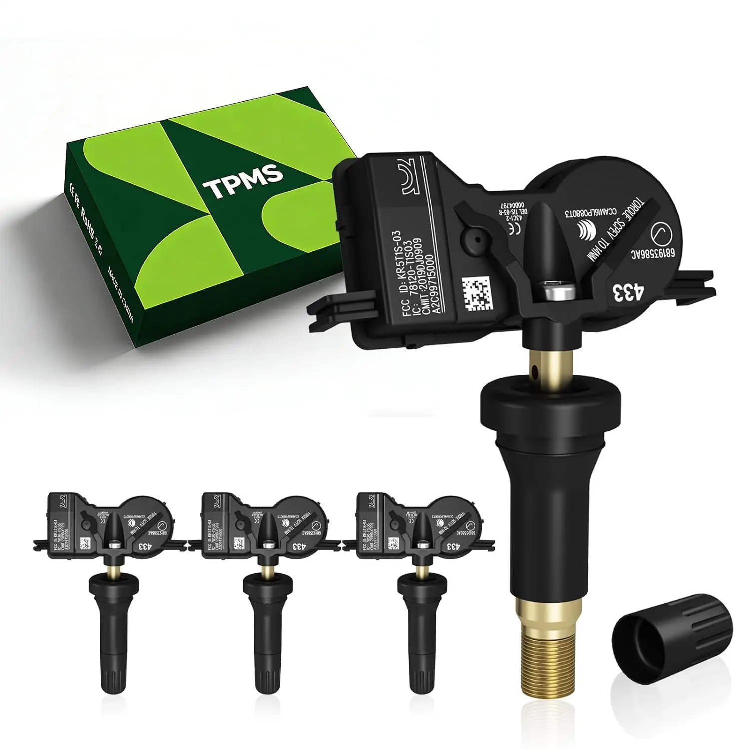 TPMS(Tire Pressure Sensor) 433Mhz with Chrysler 200/Durango/Renegade (4PCS) | Pre-Programmed TPMS With Jeep Renegade 2015-2024|Chrysler 200 2011-2017|Dodge Durango 2016-2024/OE#68193586AC