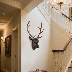 Elegant Modern Wall Sculpture with Deer Head Design, Mosaic Crafted, Hanging Decor for Living Room, Bedroom, Kitchen, Artistic Home Decoration, Home Decor Ornaments