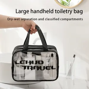 Clear Double-Layer Travel Makeup Bag - 1 Count Large Capacity, Zipper Closure, Made for Wet & Dry Uses, Ideal for BackToSchool & Christmas Gifts Compartments etoile makeup bag etoile vanity bag