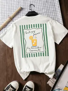 Women's Jesus Makin Lemonade Graphic Tee,Lemon Print Tees For Women, Loose Fit Round Neck Short Sleeve Summer Top, Casual Retro Streetwear Y2K Aesthetic Fashion,spring break graphic T-Shirts.