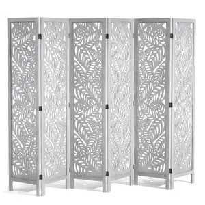 fathersdaygift VEVOR Wood Room Divider, 6 Panel Wood Folding Privacy Screen, 66.9 InchesTall Indoor Carved Partition Divider, PortableDecoration Screen, for Room Separation, Home, Office, Restaurant Bedroom