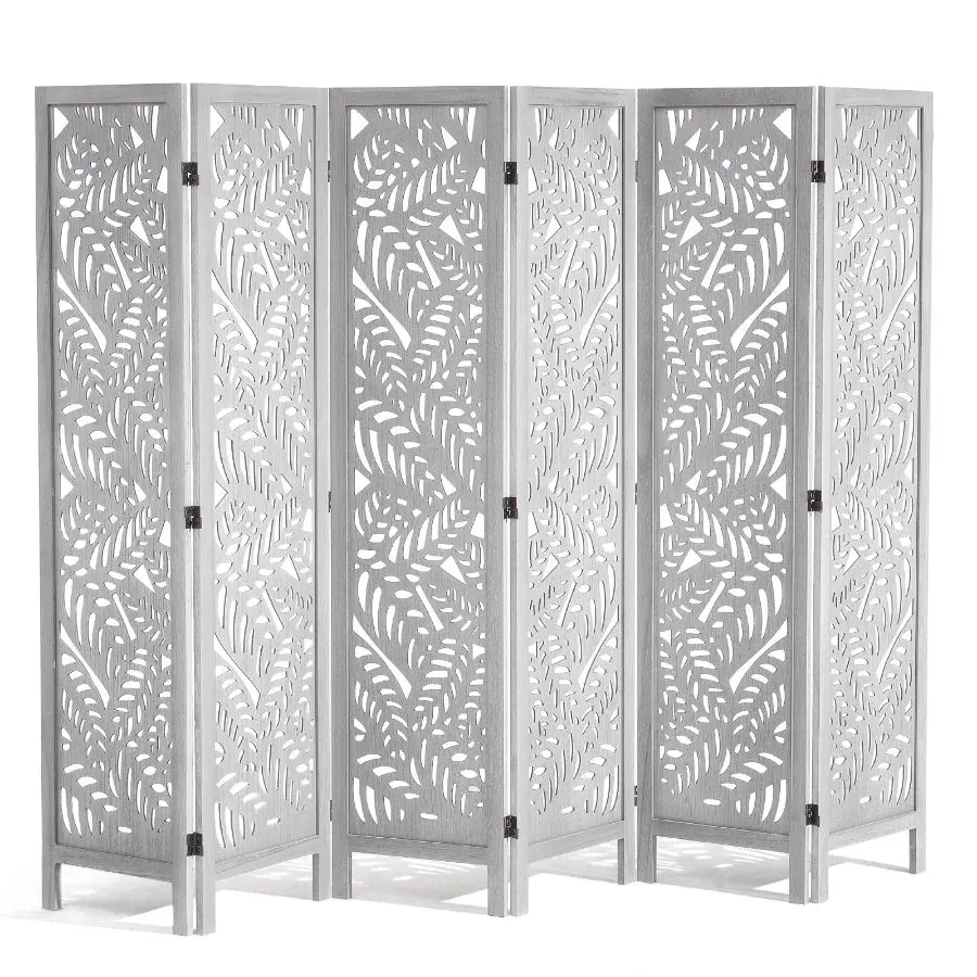 VEVOR Wooden Panel Foldable Room Divider, 6-Panel 66.9 Inches Tall Indoor Carved Privacy Screen, Portable Setup Partition for Home, Restaurant Use