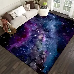 Large Modern Purple Living Room Rug Velvet Starry Sky Pattern Area Rug Soft and Comfortable, Slip-Resistant and Wear-Resistant Machine Washable Suitable for Bedrooms, Living Rooms, Dining Areas, Dorms, Cottages, Entryway Doormats, Home Decor Rugs