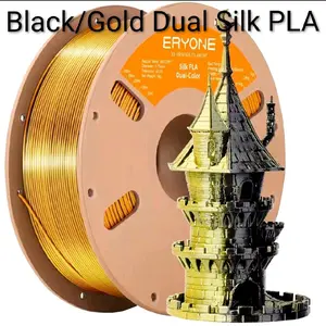 Dual Color Silk PLA Filament 1KG – Black/Gold, Gold/Purple, Gold/Silver, Red/Green + More. 1.75mm 3D Printer Filament