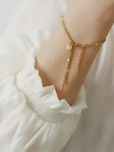 Stainless Steel Multi-Layer Fringe Bracelet, Handmade Lake View Water Reflection Jewelry, Electroplated 18k, Women's Accessories