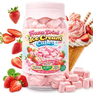 4 OZ Freeze Dried Strawberry Ice Cream Cubes, Crunchy No Melt Snack, Real Ice Cream Flavor, Lightweight Dessert for Camping, Parties, Road Trips & Gifts