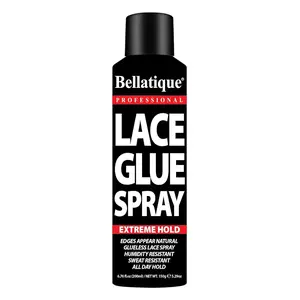 BELLATIQUE Lace Glue Spray (6.76 oz) - Extreme Hold. Edges Appear Natural, Humidity Resistant, Sweat Resistant, All Day Hold, Quick Drying, Flake Free, Easily Removed, Quick & Easy.