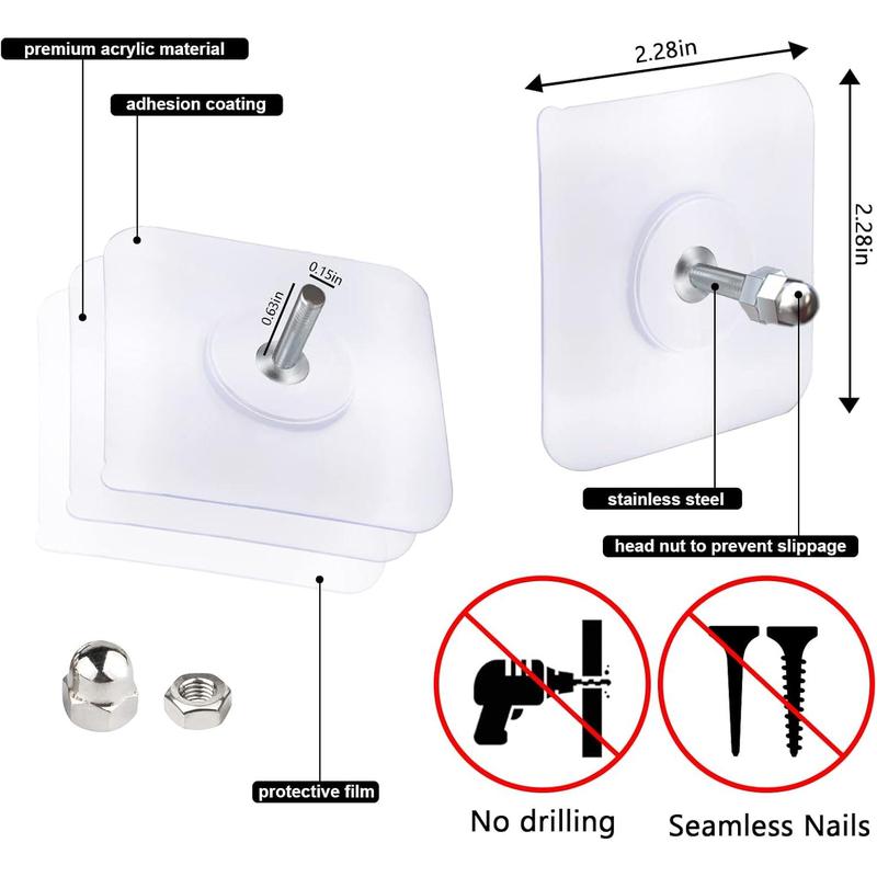 Adhesive Hooks Heavy Duty,Wall Hooks for Hanging,Screw Free Sticker,Seamless Screws for Wall Mount,2 in 1 Reusable for Kitchen,Bathroom,Home,Office White Self Adhesive Hooks(20 counts, 16mm) Organiser Shelf