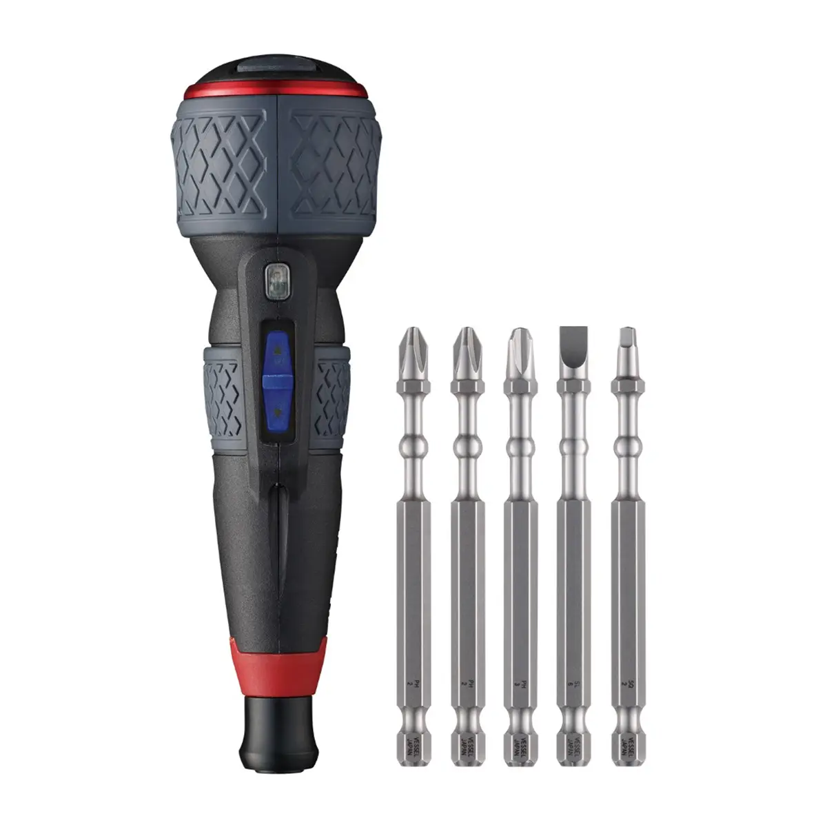 Vessel Tools VES220USBP5U Ball Grip Rechargeable Screwdriver Bit Set with 3 Adjustable Speed - 5 Piece