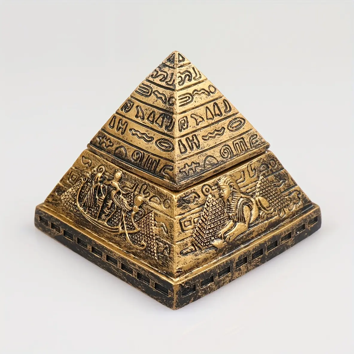 Vintage Egyptian Pyramid Desktop Ornament Storage Box, Home Decor Organizer for Jewelry & Small Items