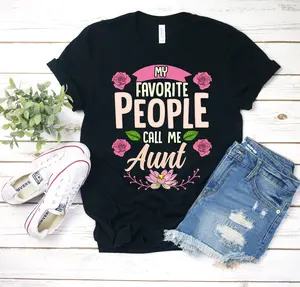 My Favorite People Call Me Aunt Cotton Crewneck T-shirt for Aunt Aunt, Gift for Thanksgiving & Christmas, Casual Style, Adjustable Fit, Solid Fabric