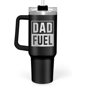 SANDJEST Dad Gifts from Daughter Son, Dad Fuel Tumbler with Handle 40oz, Stainless Steel Insulated Cup Gift Set with Lid & Straw, Coffee Tumblers for Dads Father's Day Birthday Christmas