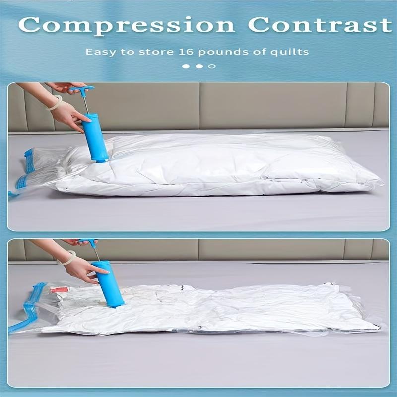 Customizable 5-piece set of extra-large vacuum storage bags (40x 60cm with 1 manual pump) - space-saving, airtight compression, dust and moisture-proof, ideal for clothing and bedding, dorm rooms, wardrobes, and moving