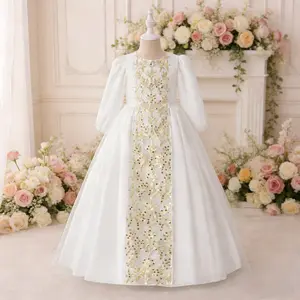 05 Kids Birthday Princess Dress Elegant Summer Children Wedding Party Gowns Long Gown Formal Pageant Dress Muslim Clothing For Kids