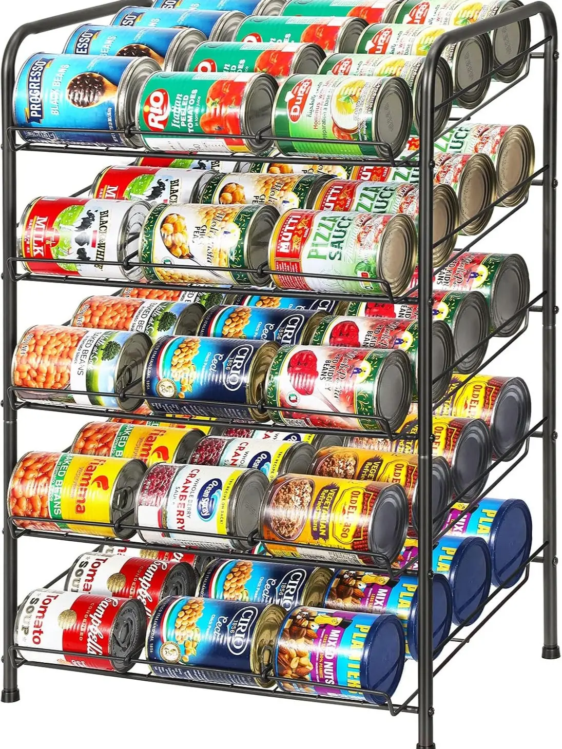 5-Tier Can Rack Organizer, Pantry & Kitchen Cabinet Storage Dispenser Holds Up to 60 Cans, Black