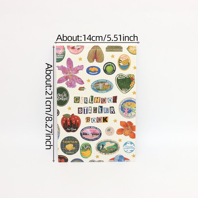 Cute Vintage-Style Girlhood Sticker Book, Sticker Notepad for Stamp Collectors, Gift for Friends and Family