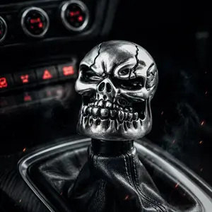 Universal Skull Shift Knob – Cool Manual Gear Shift Knob with 3 Adapters, Resin Skull Shifter Handle for Manual Transmission Cars, Trucks, SUVs, Racing Style Interior Gear Stick Replacement, Easy Installation #SkullShiftKnob #ManualTransmission