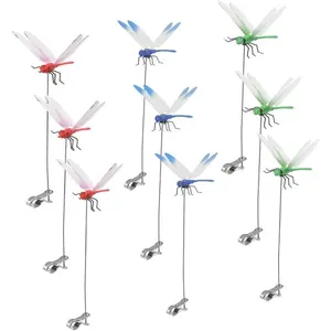 3/6/9Pack Dragonfly Clip,3D Dragonfly Garden Stakes Decor,Fly Deterrent,Dragonfly Humming Bird Stakes,Deer and Horse,Bird and Fly Scare Devices for Indoor Outdoor Garden