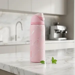 Owala 32oz Cute Pink Bow Water Bottle, Insulated Stainless Steel Bottle for School, Gym & Travel