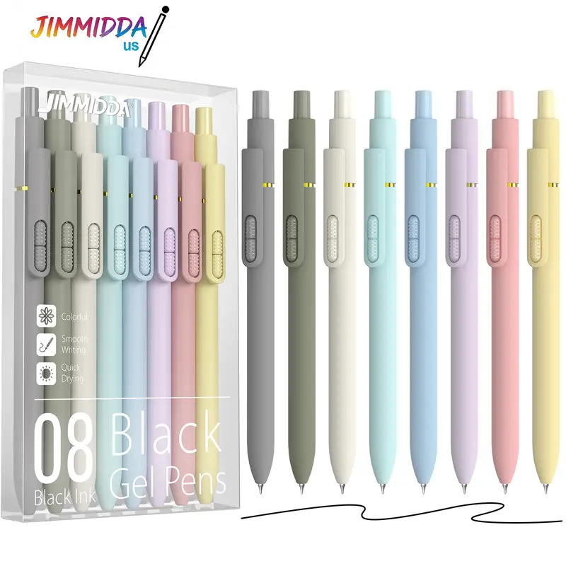 JinDe Pen JIMMIDDA 8Pcs Black Gel Pens 0.7mm Medium Point Smooth Writing