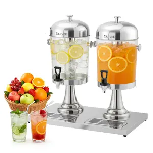 4.4 Gallon Beverage Dispenser with Ice Core, Stainless Steel Large Cold Drink Dispenser with Stand, Spigot & Drip Tray for Lemonade, Iced Tea, Juice, Parties, Weddings & Events