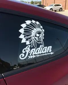 Indian Motorcycle Skull Decal - Headdress Skull Vinyl Sticker