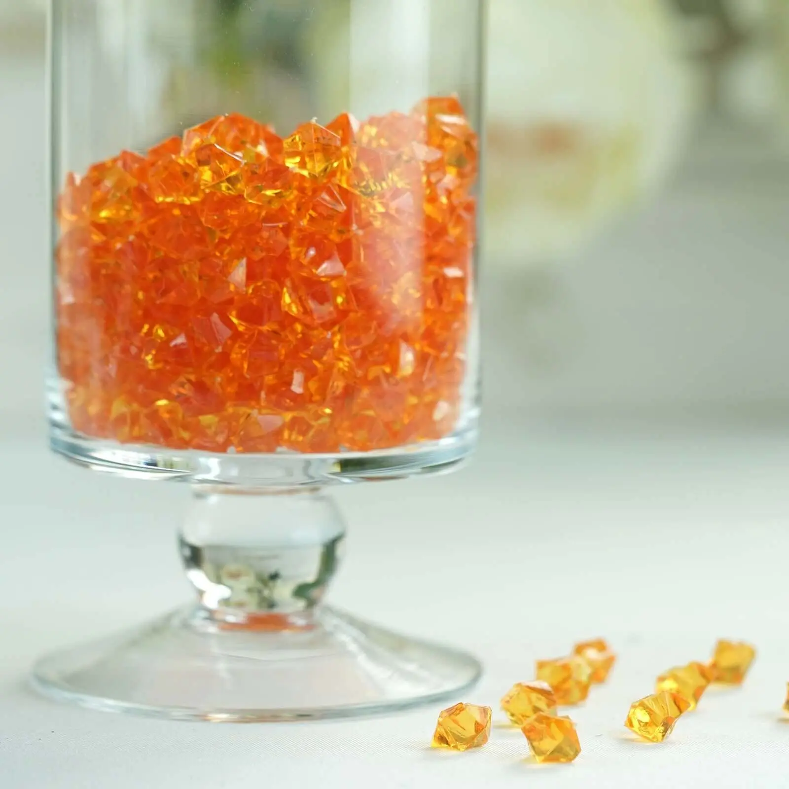 400 Pcs Orange Acrylic Ice Bead Vase Fillers Mini - Chic DIY Craft Crystals for Tables & Decorative Arrangements