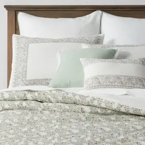 Threshold Queen 8-Piece Bed Comforter Set, OEKO-TEX Green Certified Percale Floral Bedding Set