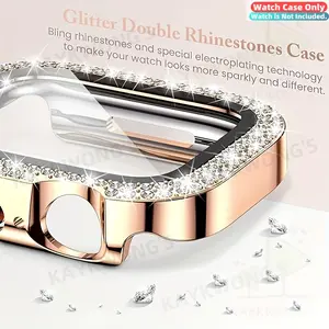 KAYKWONG'S Durable Iwatch Screen Protector Case, Smartwatch Face Covers, Fits Series 11/10/9/8/7/6/5/4/3/2/1/se,  38mm/40mm/41mm/44mm/45mm/46mm/49mm, Front Cover Protection, Simulated Diamond Design