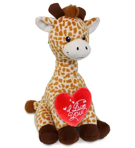 DOLLIBU 10" Stuffed Giraffe Plush Toy - Soft Cuddly Gift with a Red "I Love You" Heart