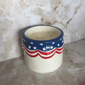 Pumpkin Cheesecake 3-Wick Candle with Patriotic Design and Rich Pumpkin Flavor