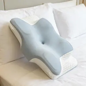 Ergonomic Cervical Pillow, Memory Foam Neck Support Pillow for Neck Pain Relief, Orthopedic Contour Pillow for Back & Side Sleepers