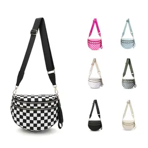 [Clearance] Checkerboard Purse for Women Plus Size Friendly Crossbody Bag Water Repellent Nylon Fanny Pack Trendy Bum Bag Large Capacity Diaper Bag Checkerboard Purse