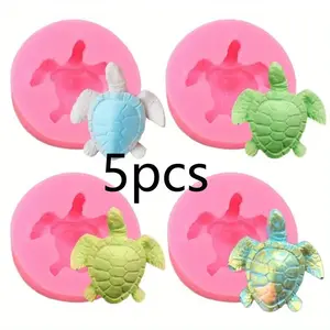 Turtle Resin Mold Small 3D Animal Silicone Mold with DIY Resin and Plaster Cast, Cake, Chocolate, Soap, Polymer Clay Decoration Tools 5pcs