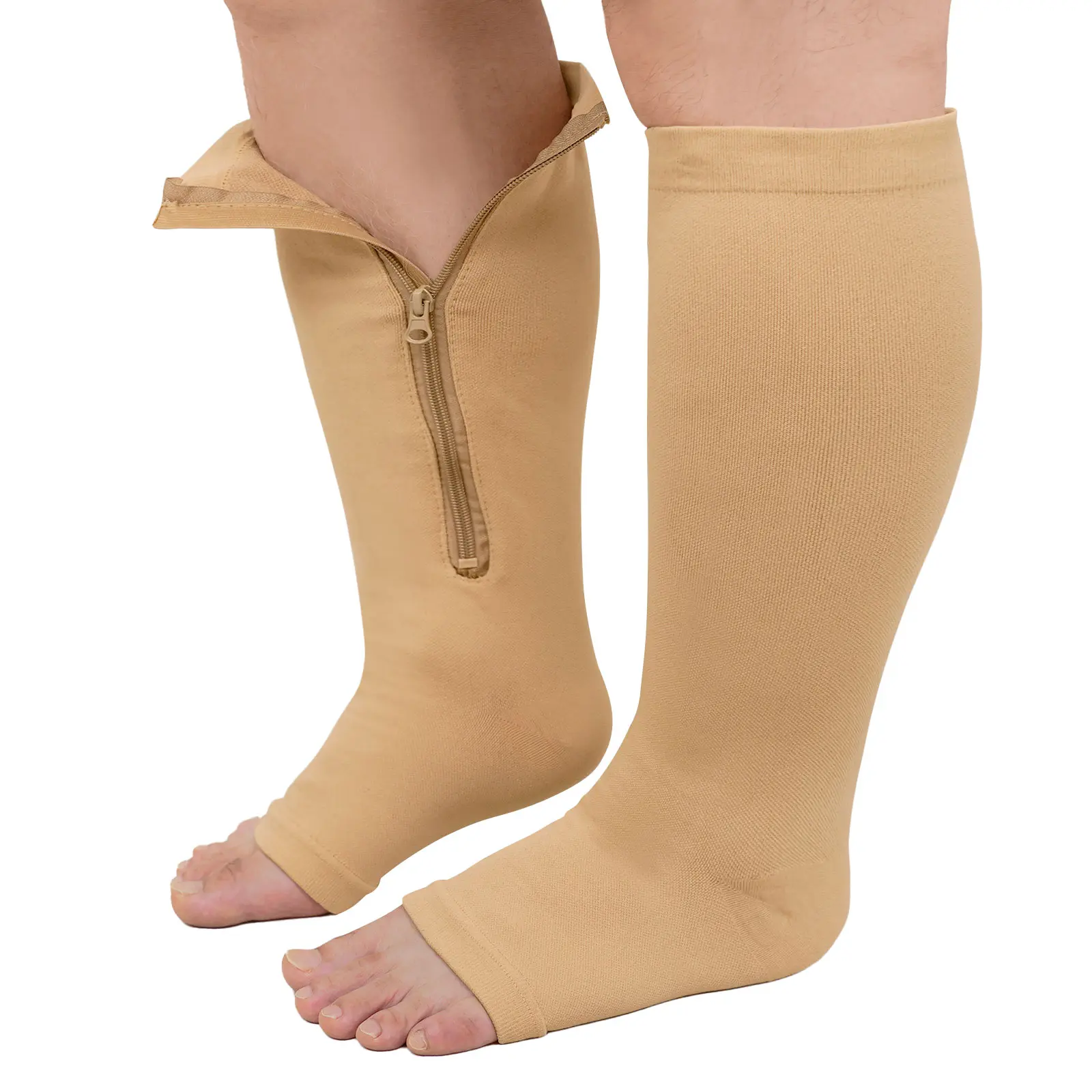 Zippered compression socks (open-toe) – Athletic compression socks – Recovery compression socks gym