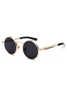 Retro Punk Round Glasses, Trendy Metal Frame Glasses for Everyday Use, Fashion Accessories for Outdoor Activities, Trendy Styling Sunglasses