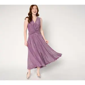 QVC Women's Casual Destination 365 Regular Lurex Knit Twist-Front Maxi Dress