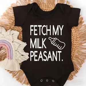 Fetch My Milk Peasant Funny Baby Bodysuit, Sarcastic Milk Newborn Romper, Cute Gender Neutral Baby Shower Gift for Boy Girl