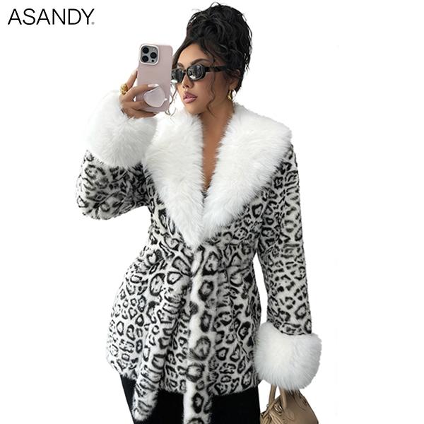 ASANDY Women’s Winter Lace-Up Leopard Print Faux Fur Coat Elegant Synthetic Leather Jacket Warm & Fashionable Outdoor Sports Coat Suitable for Cold Weather Suitable for Both Autumn and Winter ASANDY Women’s Winter Lace-Up Leopard Print Faux Fur Coat Elegant Synthetic Leather Jacket Warm & Fashionable Outdoor Sports Coat Suitable for Cold Weather Suitable for Both Autumn and Winter