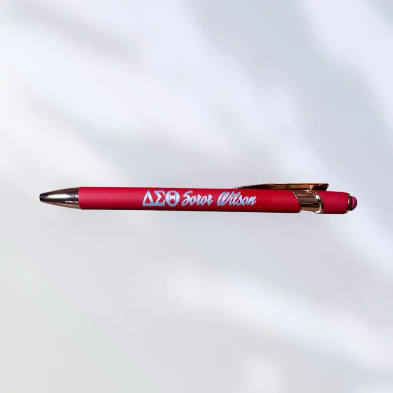 Personalized Delta Sigma Theta Sorority Stylus Inkpen - Red with Rose Gold or Silver Trim - Enter Customization in order comments