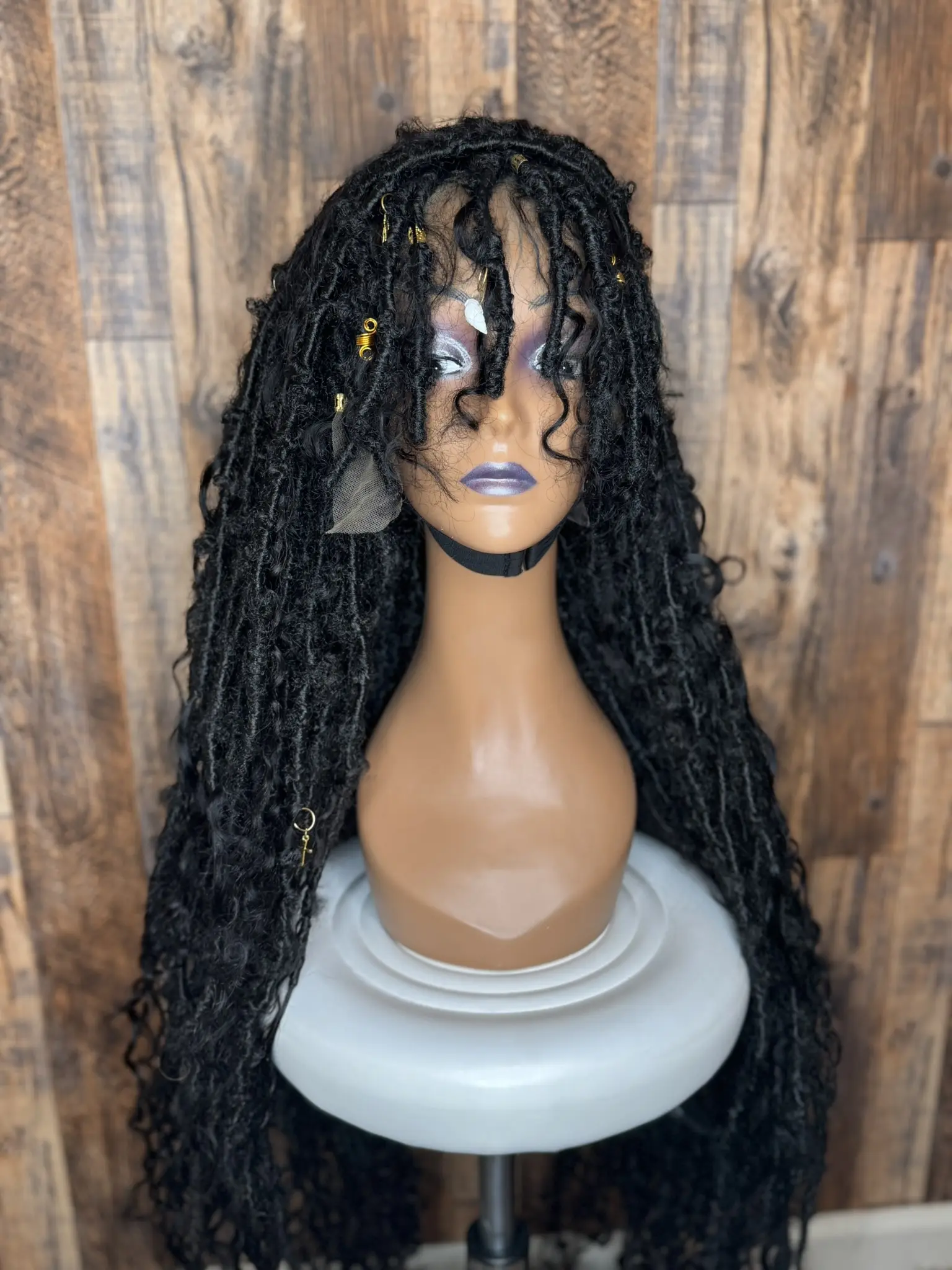 Black Mermaid Boho Butterfly Loc Lace Front Wig - Soft Distressed Locs with Curly Accents for a Goddess Vibe - Protective & Beginner Friendly - Comfortable Fit - Natural Look
