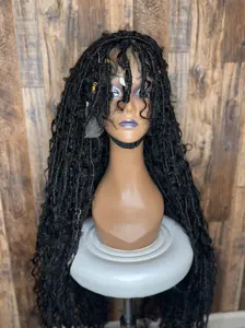 Black Mermaid Boho Butterfly Loc Lace Front Wig - Soft Distressed Locs with Curly Accents for a Goddess Vibe - Protective & Beginner Friendly - Comfortable Fit - Natural Look